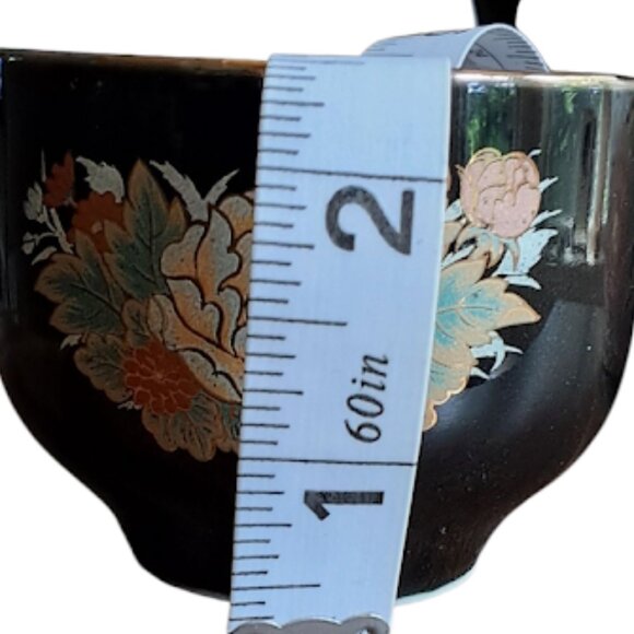 RARE Vintage Japanese Shibata 9pc Tea Set; Black Enamel w/Gold Accents - Picture 10 of 11